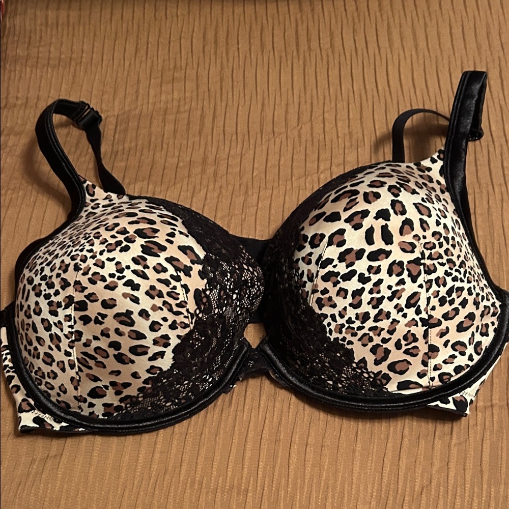 Cacique Animal Print Bra with Black Lace
